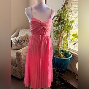 Pink Twist-Front Spaghetti Strap Maxi Dress